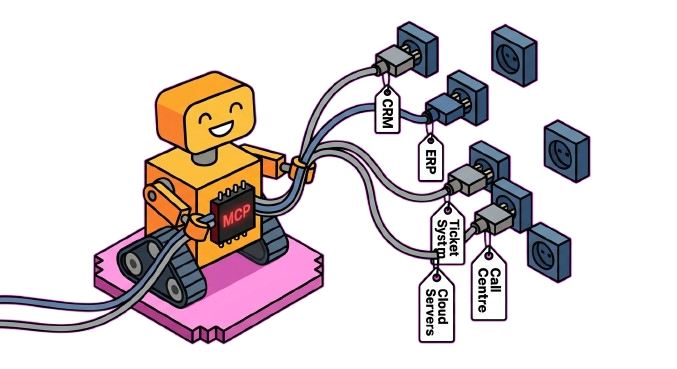 MCP as central hub connecting all tools diagram